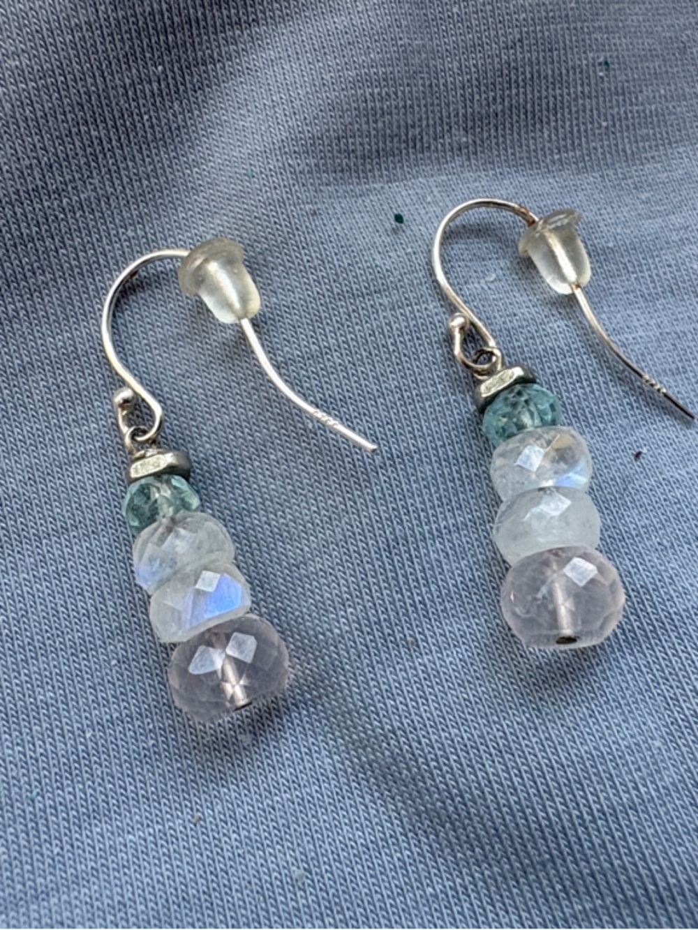 Sundance Clear and Aqua Faceted Bead Drop Earrings